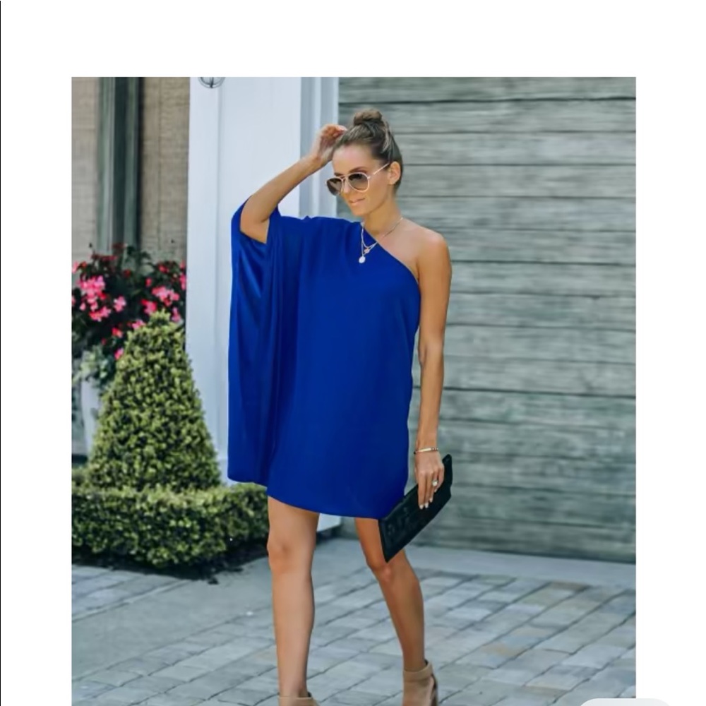Blue one shoulder dress size large